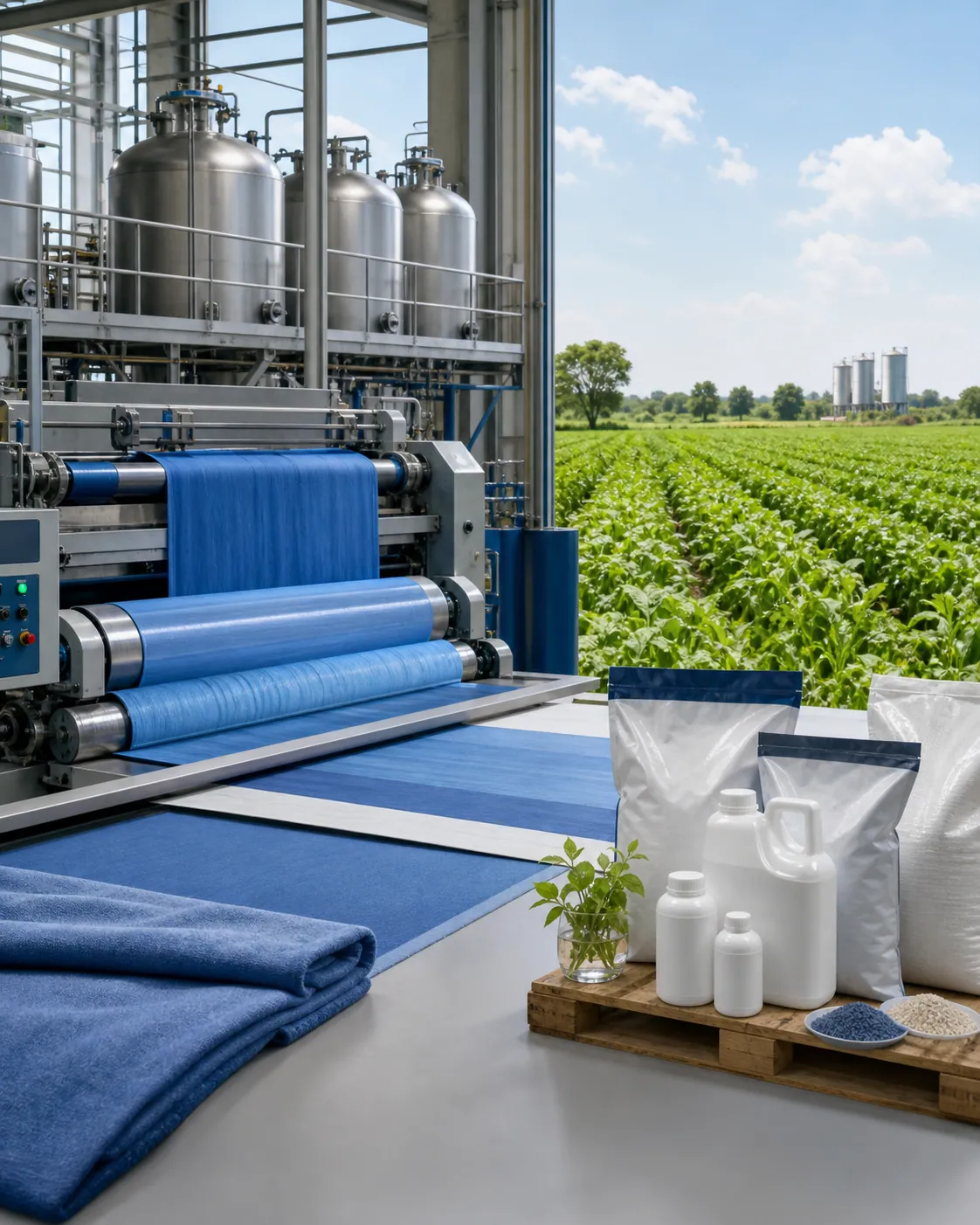 Textile finishing process beside professional agricultural inputs